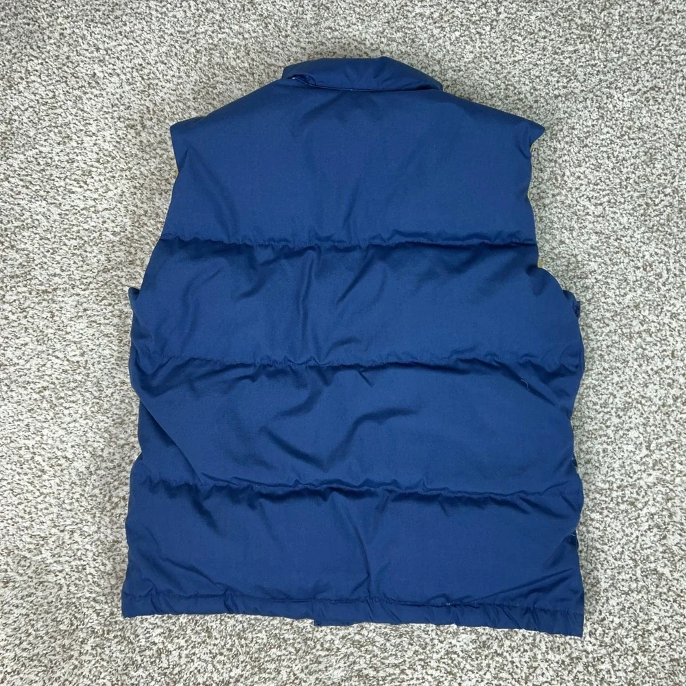 Vintage The North Face Vest Mens Small Blue Down Puffer Snap USA Made Hiking 70s